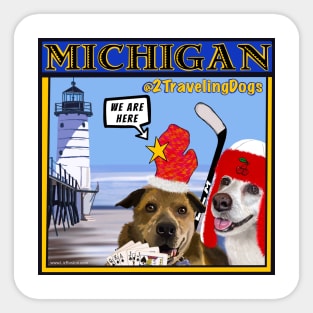 2 Traveling Dogs - Michigan Sticker